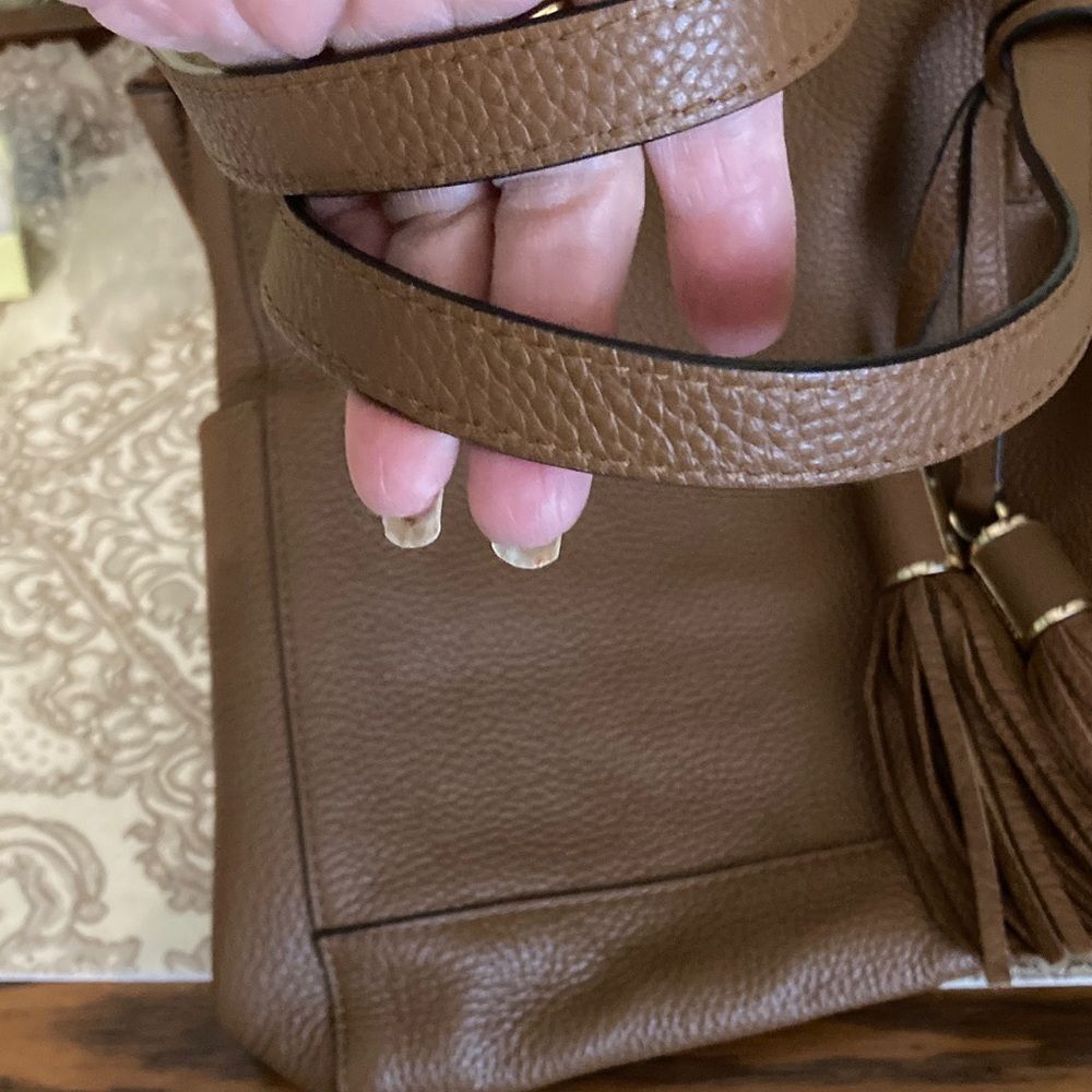 MICHAEL Michael Kors Brown Pebbled Leather Shoulder Bag with Tassels - Picture 14 of 14